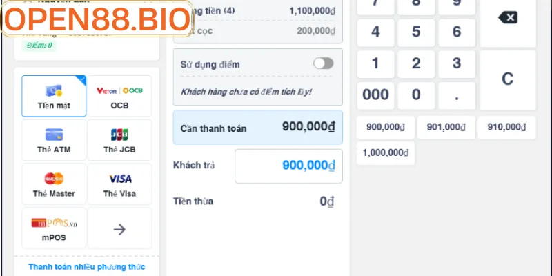 Hướng Dẫn Nạp Tiền Open88 Chi Tiết: Nhanh Chóng, An Toàn Giao diện trang nạp tiền trực tuyến an toàn